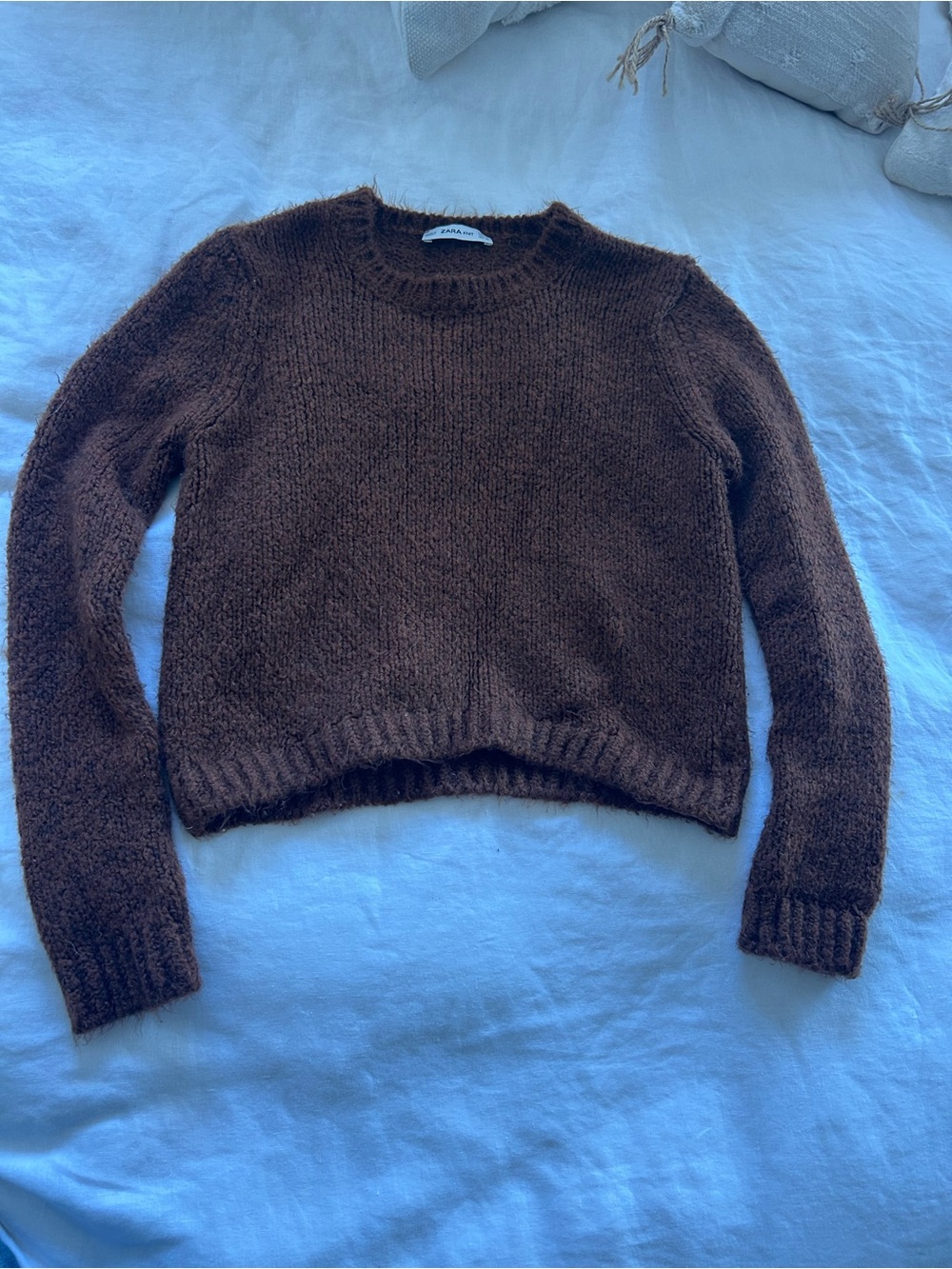 ZARA Cozy Rust Brown Crewneck Sweater - Picture 3 of 4